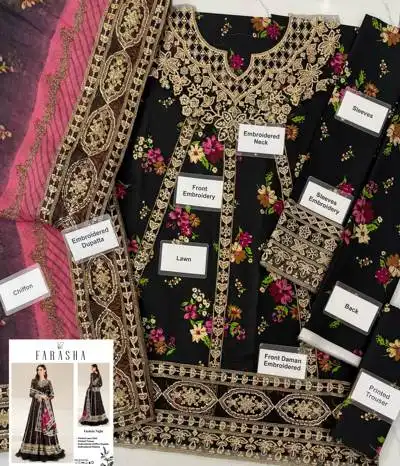 lawn suit with chiffon dupata