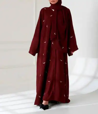 embroidered abaya moon